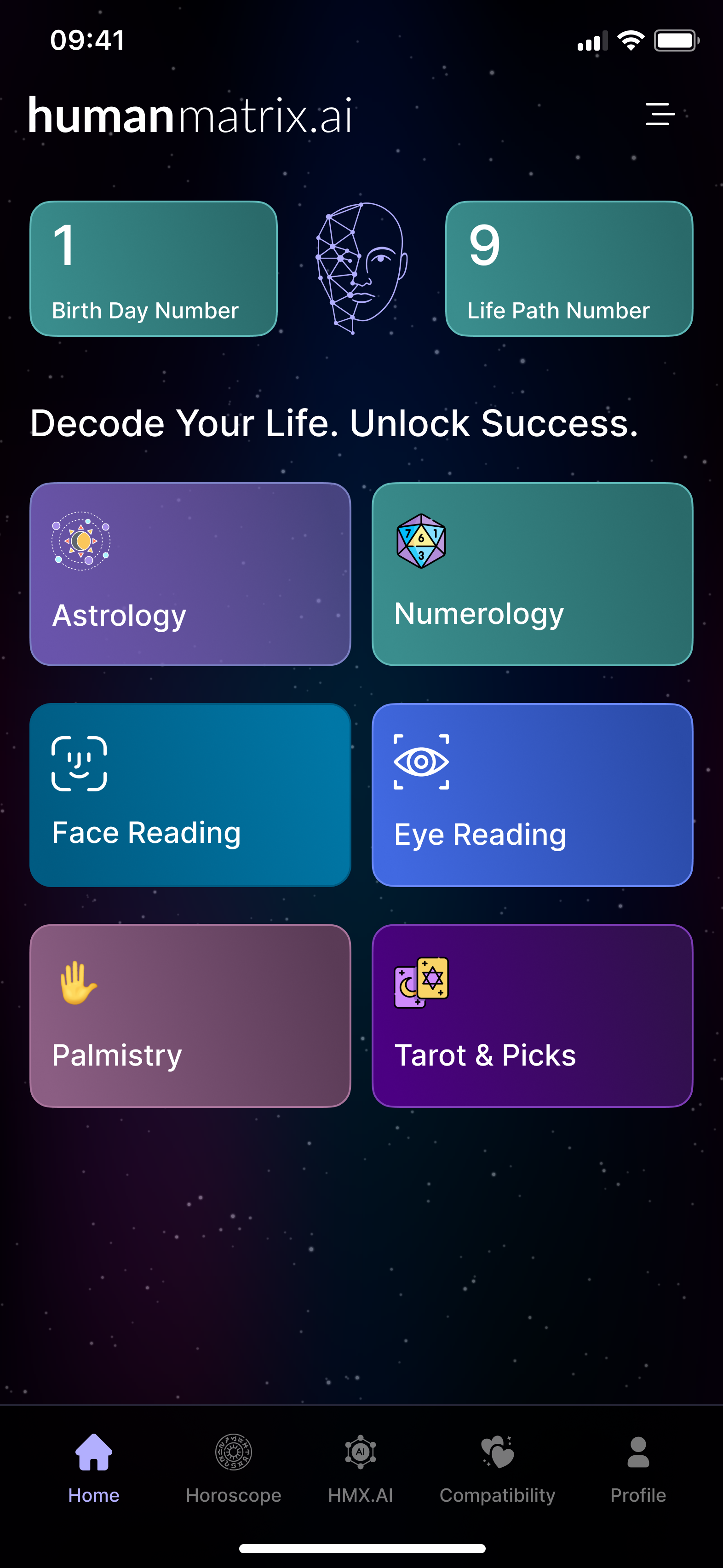 HumanMatrix.AI App Home Screen